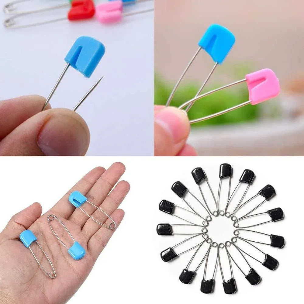 50Pcs Baby Safety Pins Plastic Head Cloth Diaper Pins Stainless Steel Sewing Safety Pins for Quilting Knitting Stitch Markers Stainless Steel Nappy Pins for Quilting Sewing Locking Safety Pins - BIG FRENCHIES