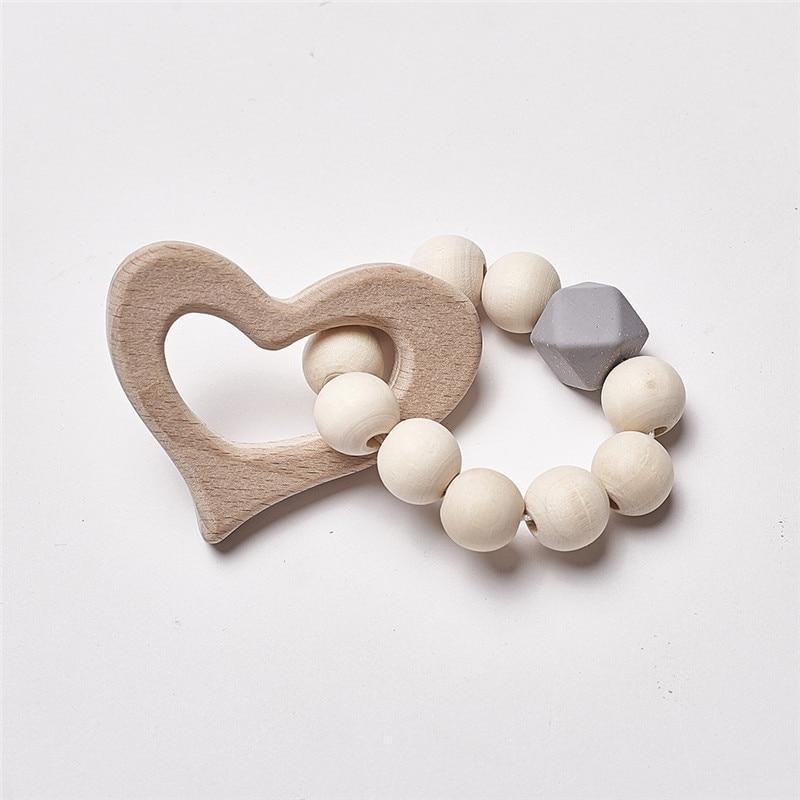 Modern Baby Silicone Wooden Nursing Bracelets Wood Teether Silicone Beads Teething Wood Rattles Toys for Baby - BIG FRENCHIES