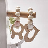 Modern Baby Silicone Wooden Nursing Bracelets Wood Teether Silicone Beads Teething Wood Rattles Toys for Baby - BIG FRENCHIES