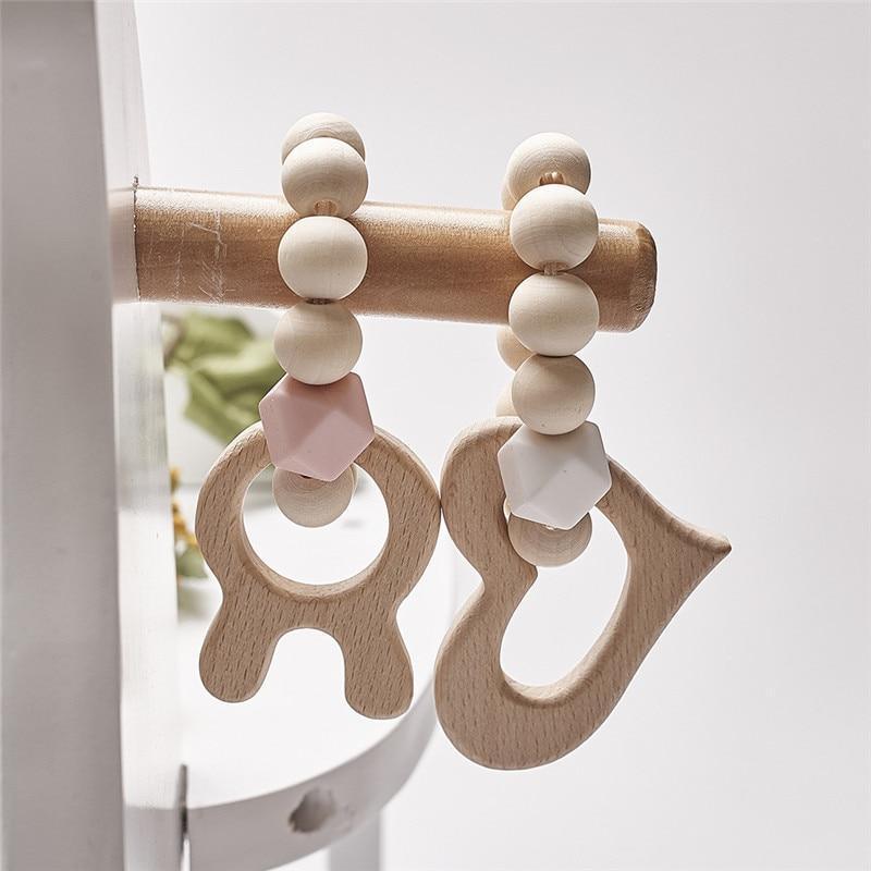 Modern Baby Silicone Wooden Nursing Bracelets Wood Teether Silicone Beads Teething Wood Rattles Toys for Baby - BIG FRENCHIES