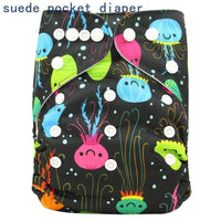 Newborn Cloth Diaper Sewed in Charcoal Bamboo Insert and Suede Pocket Diapers Waterproof Baby Nappies Design for Baby - BIG FRENCHIES