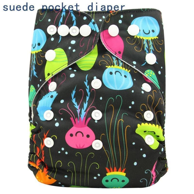 Newborn Cloth Diaper Sewed in Charcoal Bamboo Insert and Suede Pocket Diapers Waterproof Baby Nappies Design for Baby - BIG FRENCHIES