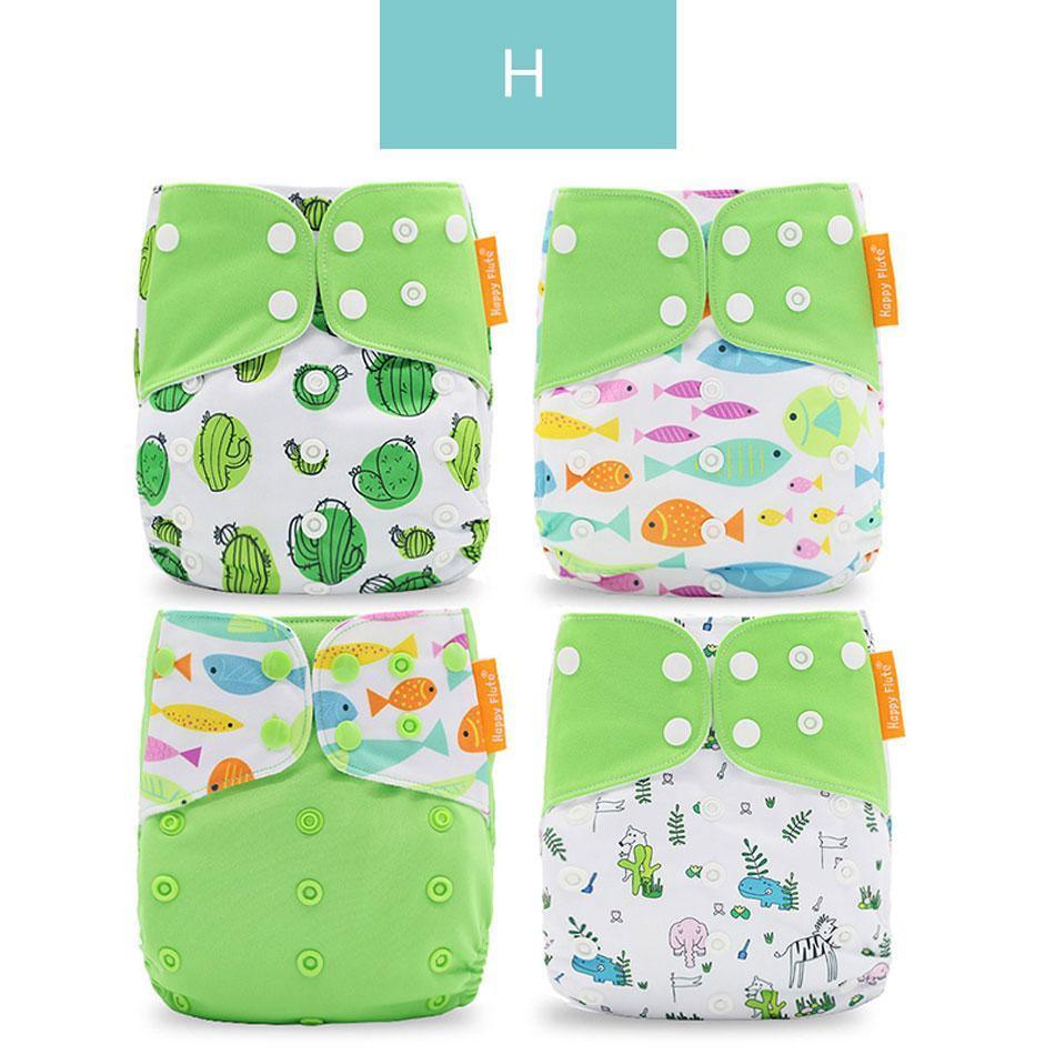 4PCS/SET Washable Eco-friendly Diaper Ecological Adjustable Nappy Reusable Cloth Diapers Set For Baby and Kids - BIG FRENCHIES