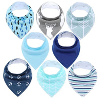 8PCS/SET Comfortable Colorful 100% Organic Cotton Adjustable Snaps Bandana Saliva Bibs For Baby Boys & Girls Kids - BIG FRENCHIES