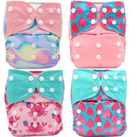 4PCS Set Diaper Cover Washable Diaper Eco-friendly Ecological Adjustable Baby Nappy Reusable Cloth Diapers In Printed Design For Baby and Kids - BIG FRENCHIES
