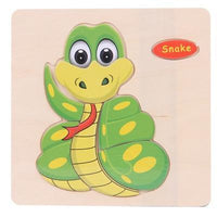 Baby Toys Wooden 3D Puzzle Cartoon Animal Intelligence Kids Educational Brain Teaser Children Tangram Shapes Learning - BIG FRENCHIES