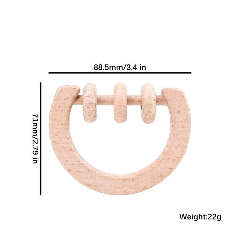 Modern Wooden Rattle Beech Bear Hand Teething Wooden Ring Baby Rattles Play Educational Toys For Kids - BIG FRENCHIES