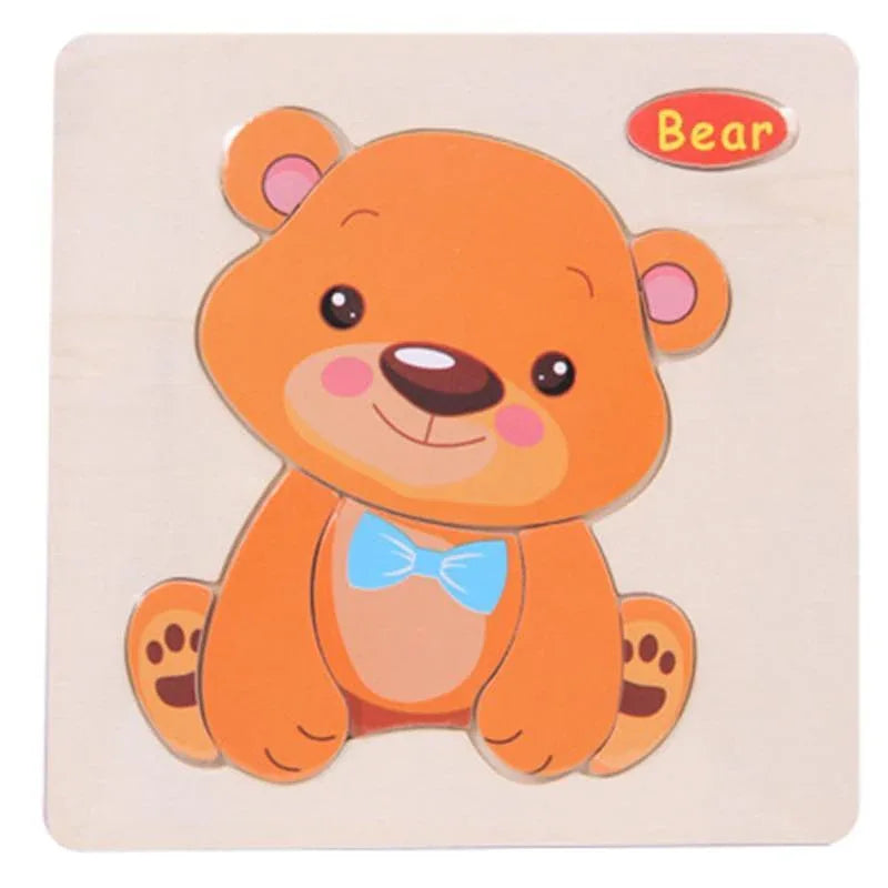 Baby Toys Wooden 3D Puzzle Cartoon Animal Intelligence Kids Educational Brain Teaser Children Tangram Shapes Learning - BIG FRENCHIES
