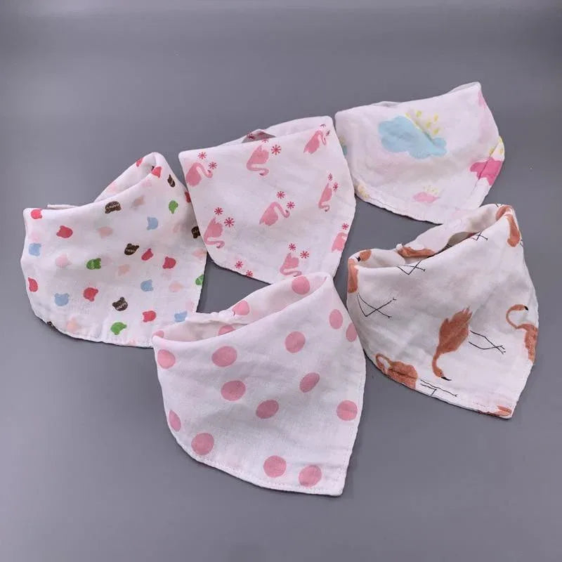 Modern 5PCS/Pack Cotton Baby Bibs 4 Lyers Girls Boys Triangle Feeding Burp Cloth Collar Scarf For Feeding - BIG FRENCHIES