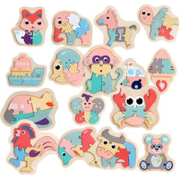 Wooden Children Colorful Animal Stevvex Puzzle for Toddler Creative Puzzle Early Educational Toys for Boys and Girls 2-4 - BIG FRENCHIES