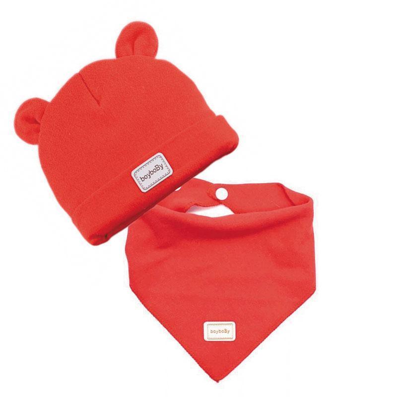 Elastic headscarf double layer cotton baby caps hats with baby bibs set for newborn infant Candy Color - BIG FRENCHIES