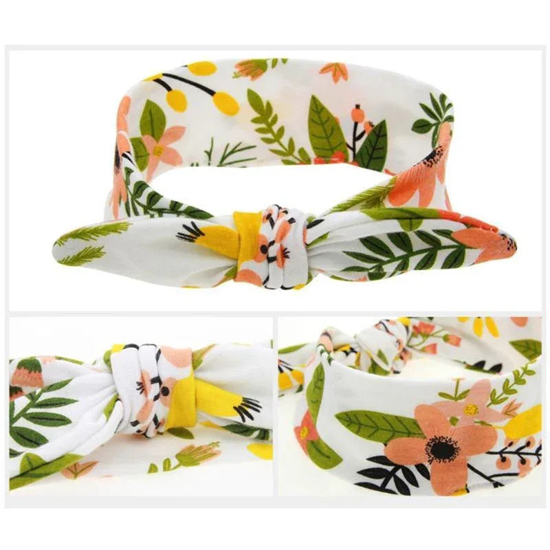 Swaddle Blanket Set Receiving Wrap Props Newborn Infant Boy Girl Headwear Flower Print Romper With Bow - BIG FRENCHIES