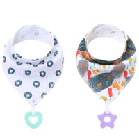 100% Organic Cotton Super Absorbent And Soft Unisex Baby Bandana Drool Bibs And Teething Toys For Newborn - BIG FRENCHIES