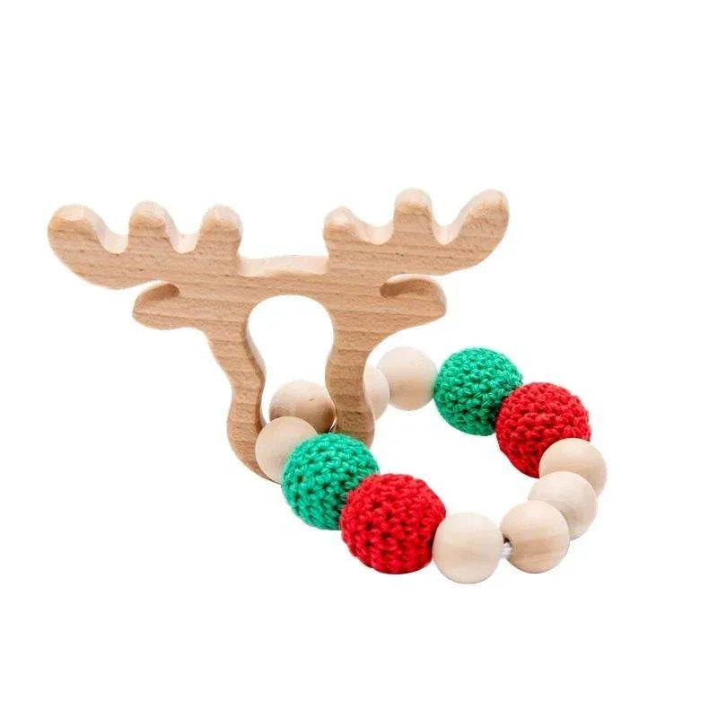 Wooden Teether Hedgehog Crochet Beads Wood Crafts Ring Engraved Bead Baby Teether Wooden Toys For Kids Rattle - BIG FRENCHIES