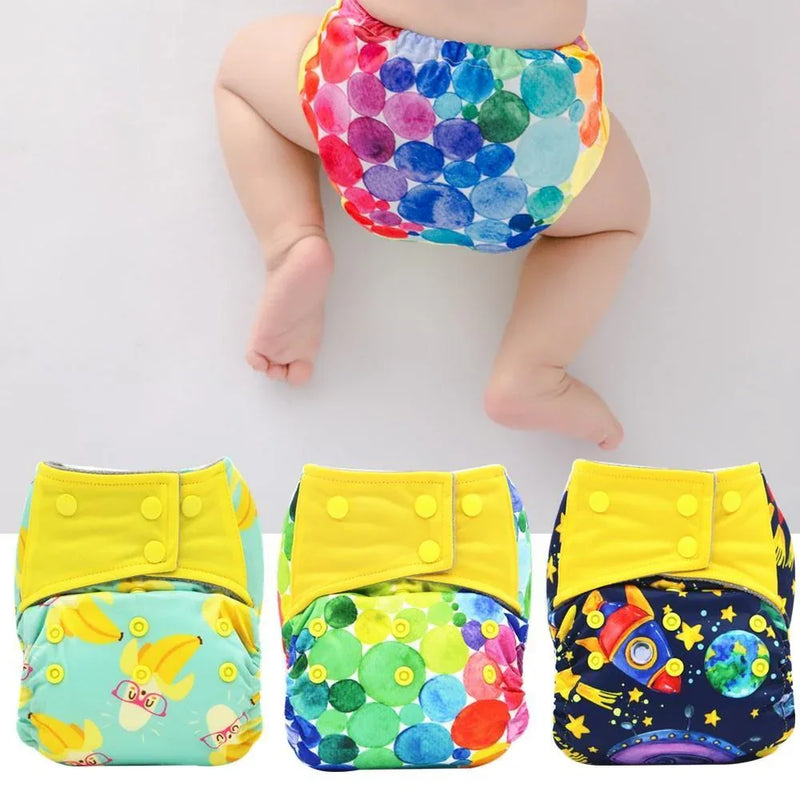 Colorful Modern Baby Cloth Diaper Bamboo Charcoal Nappy All-in-one Diapers sewn 3 Layers Micro fleece Insert Inside Reusable Diaper For Baby and Kids For Unlimited Use - BIG FRENCHIES