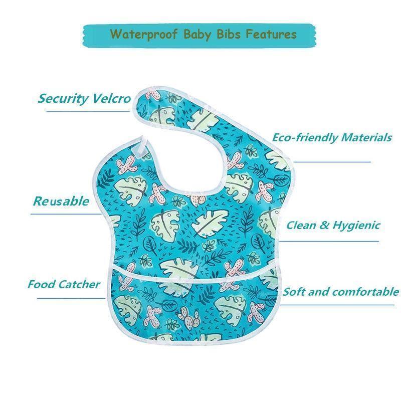 Waterproof Baby Bibs Polyester TPU Feeding Bibs Washable Baby Bibs with Food Catcher For Kids - BIG FRENCHIES
