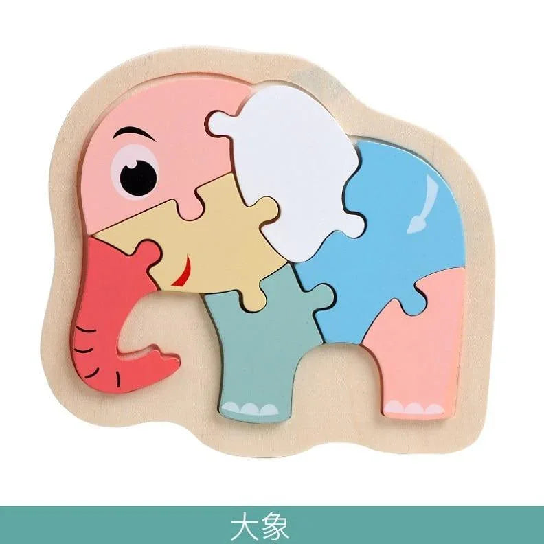 Wooden Children Colorful Animal Stevvex Puzzle for Toddler Creative Puzzle Early Educational Toys for Boys and Girls 2-4 - BIG FRENCHIES