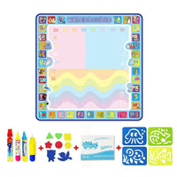 Coolplay 100x100cm Magic Water Drawing Mat Doodle Mat & 4 Drawing Pens & 1 Stamps Set Painting Board Educational Toys for Kids - BIG FRENCHIES