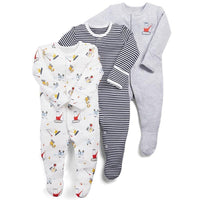 3Pcs Baby unisex Rompers Long Sleeve Sleep suit Cartoon Jumpsuit Baby Pajamas Stes For Kids Between 0-12Months - BIG FRENCHIES