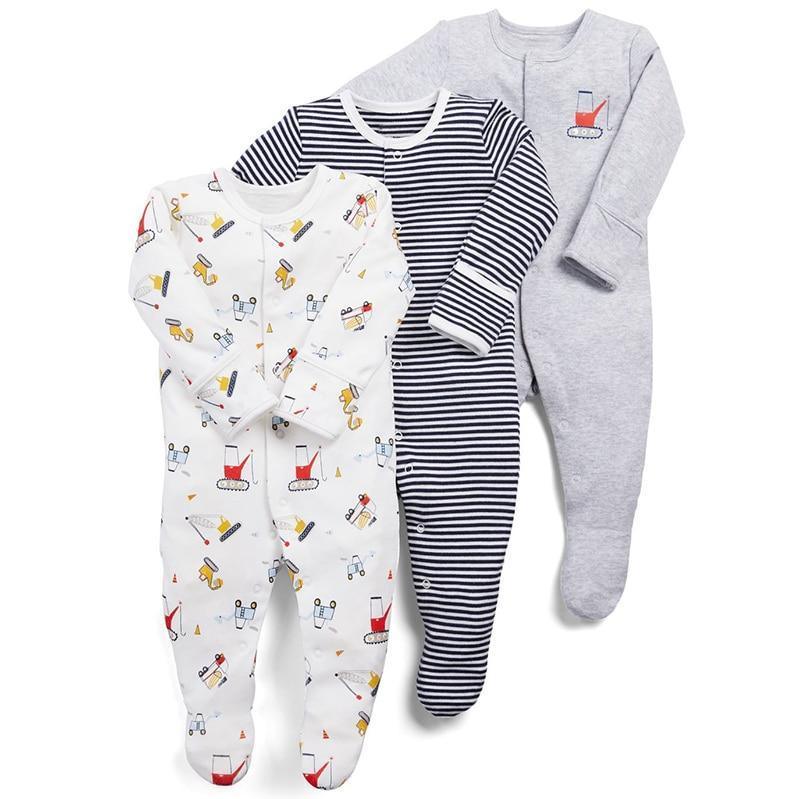 3Pcs Baby unisex Rompers Long Sleeve Sleep suit Cartoon Jumpsuit Baby Pajamas Stes For Kids Between 0-12Months - BIG FRENCHIES