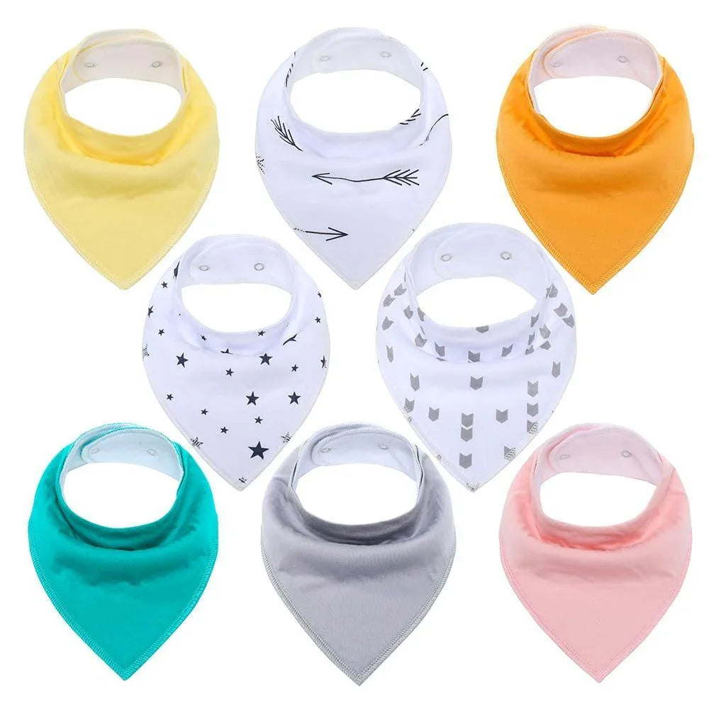 8PCS/SET Pack Baby Bandana Organic Absorbent Soft Cotton Drool Bibsfor Teething And Feeding Bib For Baby and Kids Feeding - BIG FRENCHIES