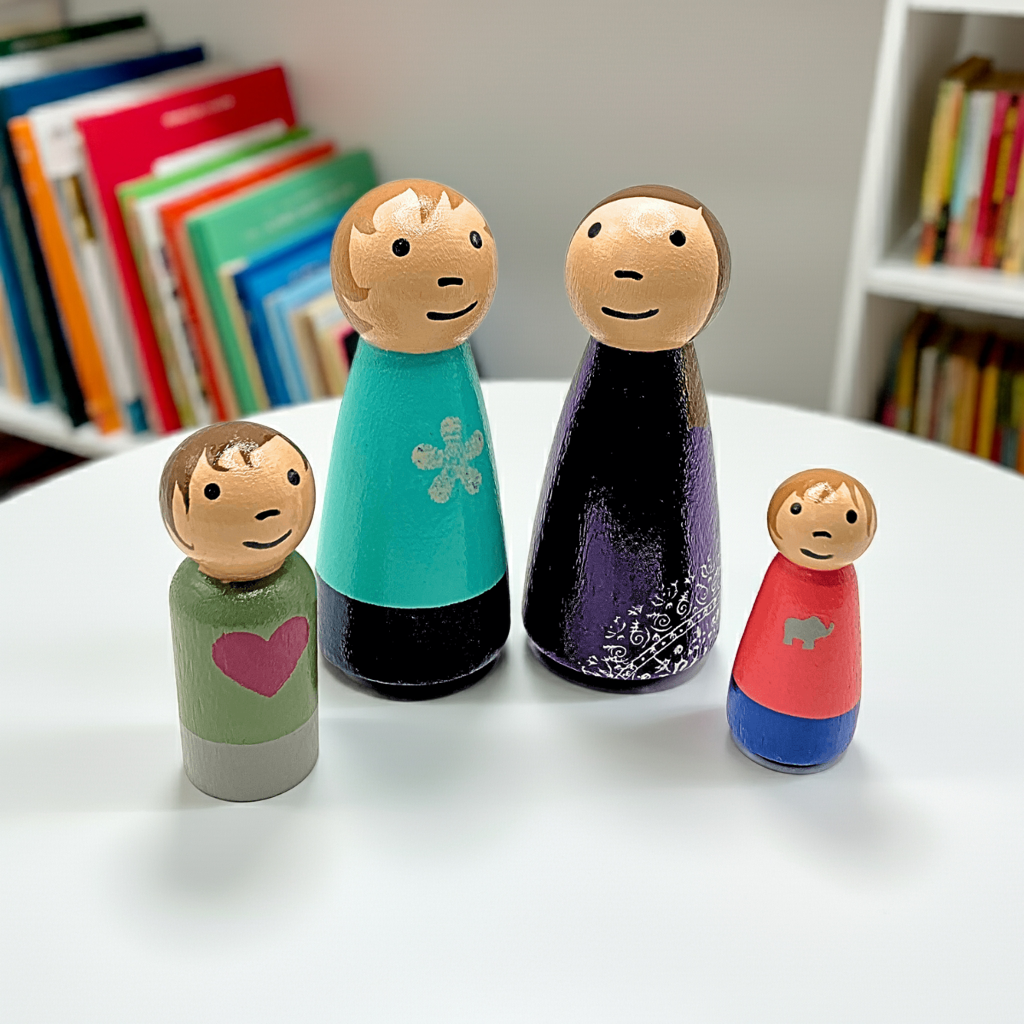 LGBTQ+ Family Wooden Doll Set - Two Moms