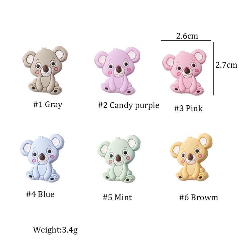 5PCS/SET Silicone Animal Beads BPA Free Baby Teething Beads Toy For Pacifier Clips New Born Silicone Rodent Tiny Rod Baby Teether For Baby Kids - BIG FRENCHIES