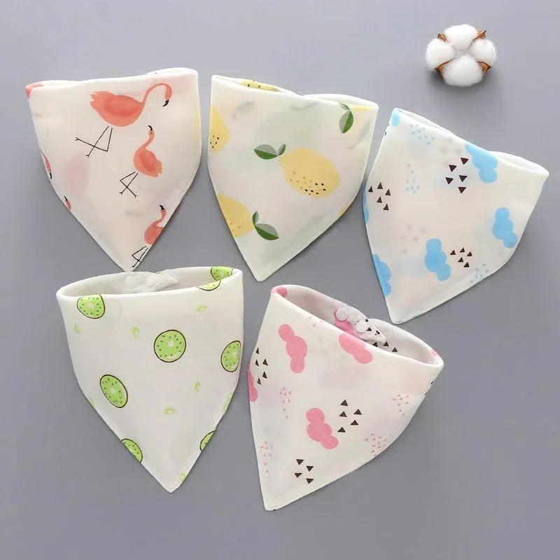 Modern 5PCS/Pack Cotton Baby Bibs 4 Lyers Girls Boys Triangle Feeding Burp Cloth Collar Scarf For Feeding - BIG FRENCHIES