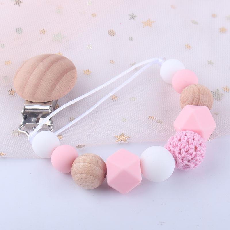 Modern Handmade Chain Wooden Holder For Pacifier Clips Leash Strap Nipple Holder For Infant Feeding For Baby - BIG FRENCHIES
