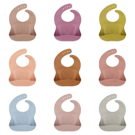 Solid Silicone Bibs Baby Feeding Saliva Towel Waterproof Soft Cloths Bandana Lightweight Infant Bibs - BIG FRENCHIES