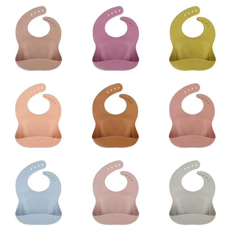 Solid Silicone Bibs Baby Feeding Saliva Towel Waterproof Soft Cloths Bandana Lightweight Infant Bibs - BIG FRENCHIES