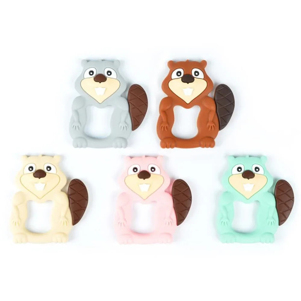 Baby Teethers Cartoon Animal Baby Teething Toy Penguin Silicone Teether Unicorn Pendant Raccoon Accessories - BIG FRENCHIES