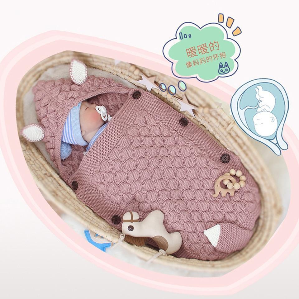 Stevvex Knitted Newborn Baby Blanket Baby Sleeping Bags Stroller Bedding Warm Swaddle Wrap - BIG FRENCHIES