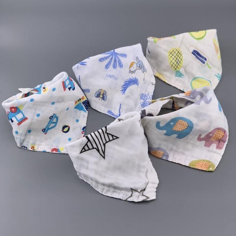 Modern 5PCS/Pack Cotton Baby Bibs 4 Lyers Girls Boys Triangle Feeding Burp Cloth Collar Scarf For Feeding - BIG FRENCHIES