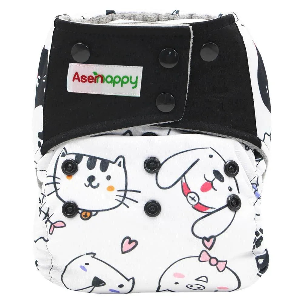 Colorful Modern Baby Cloth Diaper Bamboo Charcoal Nappy All-in-one Diapers sewn 3 Layers Micro fleece Insert Inside Reusable Diaper For Baby and Kids For Unlimited Use - BIG FRENCHIES