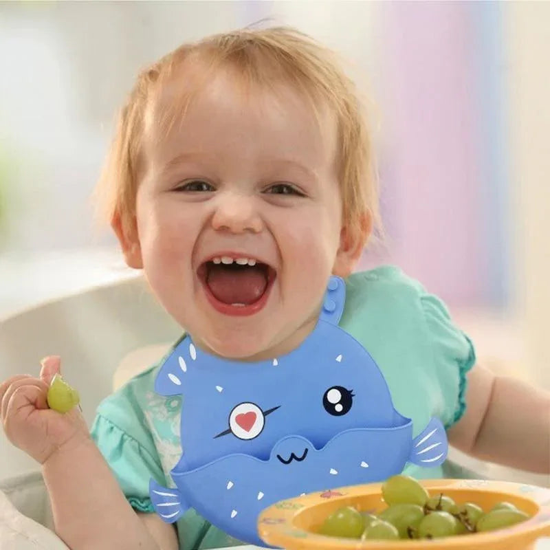 Silicone Baby Eating Bib Children Adjustable Large Boy Girl Saliva Pocket Super Soft Waterproof Bibs For Kids - BIG FRENCHIES