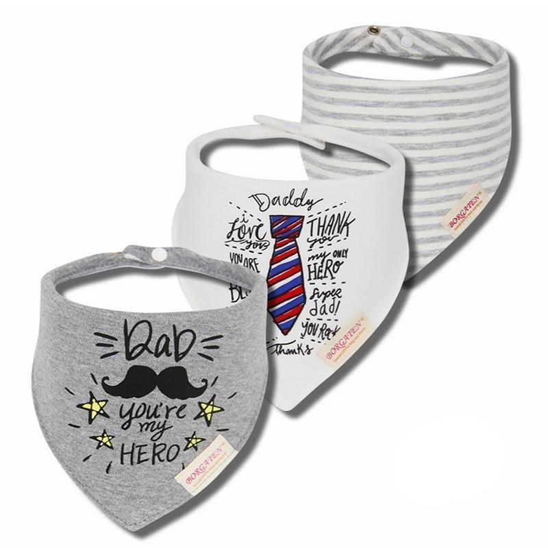 3PCS Comfortable Waterproof Organic Cotton Baby Burp Cloth Bandanna Scarf Bibs For Newborn Baby Boy And Girl - BIG FRENCHIES