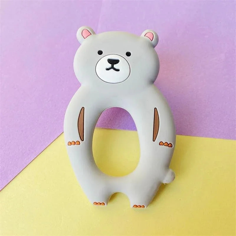 4pcs Bear Silicone Teether Baby Teething Toys Chewable Cartoon Animal Shape Baby Products Nursing Gift - BIG FRENCHIES