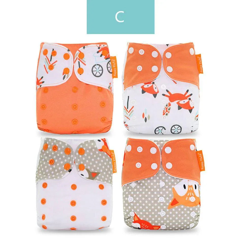 4pcs/set Washable Eco-Friendly Cloth Diaper Cover Adjustable Nappy Cloth Diapers Cloth Nappy For Baby Boys and Grils Baby - BIG FRENCHIES