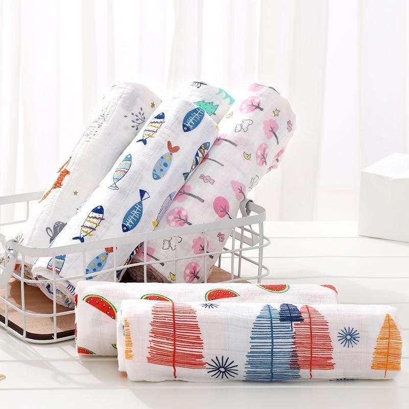 Muslin Cotton Diaper Baby Blankets Newborn Swaddle Blanket Infant Multi Purpose Bath Towel - BIG FRENCHIES