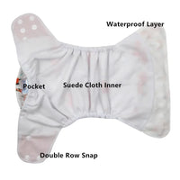 4PCS Set Diaper Cover Washable Diaper Eco-friendly Ecological Adjustable Baby Nappy Reusable Cloth Diapers In Printed Design For Baby and Kids - BIG FRENCHIES