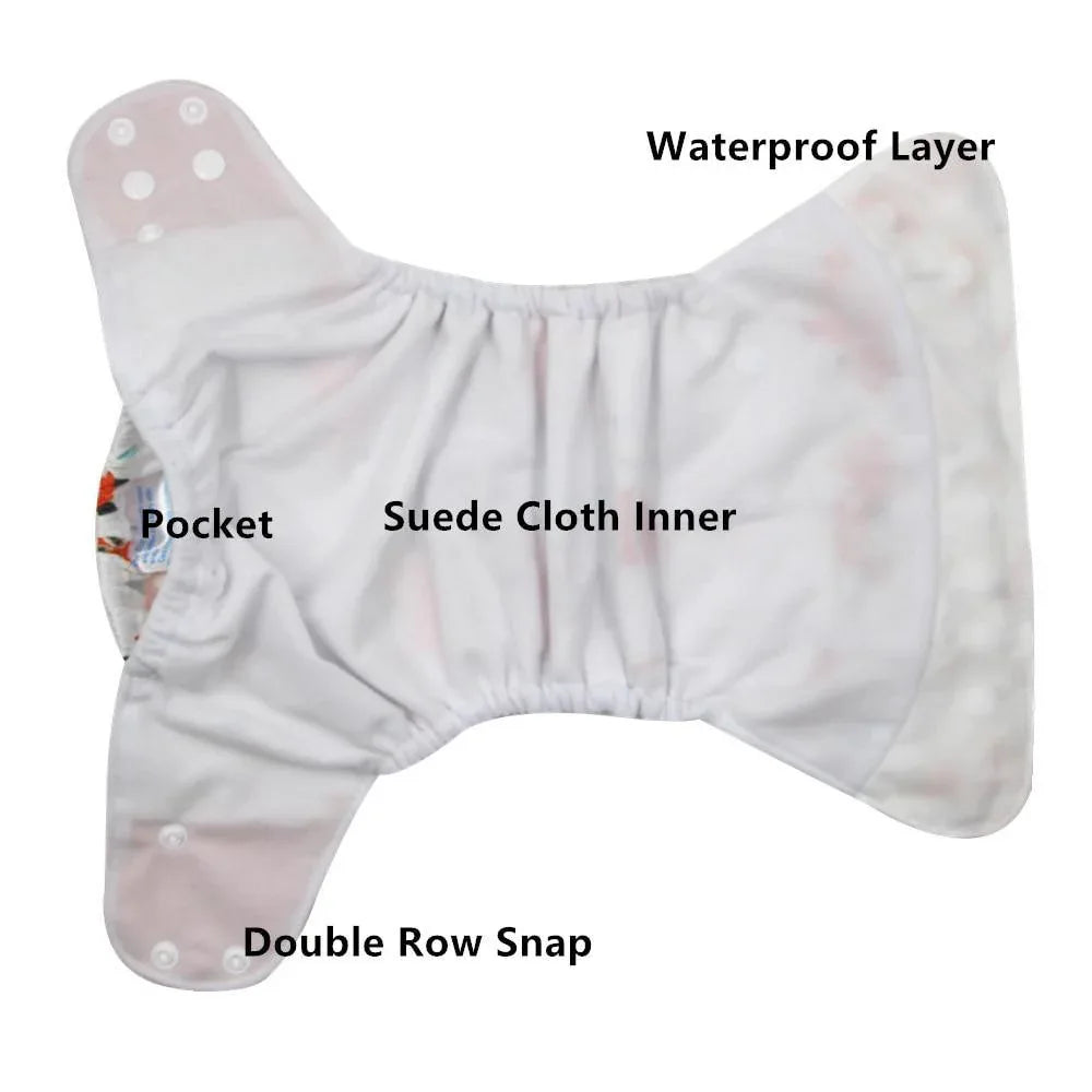 4PCS Set Diaper Cover Washable Diaper Eco-friendly Ecological Adjustable Baby Nappy Reusable Cloth Diapers In Printed Design For Baby and Kids - BIG FRENCHIES