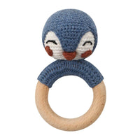 BPA Free Baby Wooden Teether Crochet Rattle Toy for Newborns