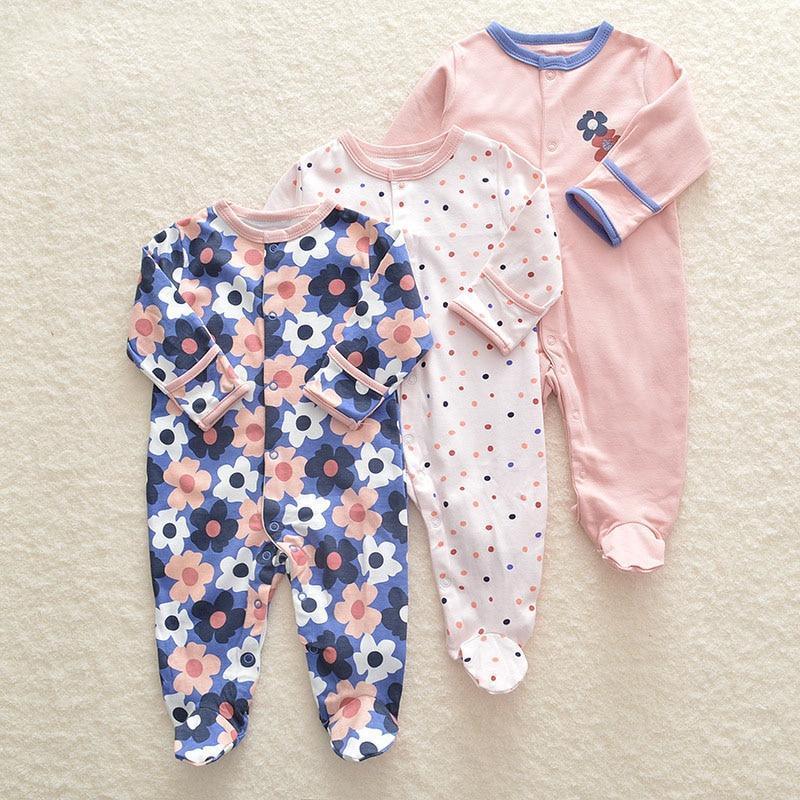 3Pcs Baby unisex Rompers Long Sleeve Sleep suit Cartoon Jumpsuit Baby Pajamas Stes For Kids Between 0-12Months - BIG FRENCHIES