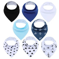 8PCS/SET Comfortable Colorful 100% Organic Cotton Adjustable Snaps Bandana Saliva Bibs For Baby Boys & Girls Kids - BIG FRENCHIES