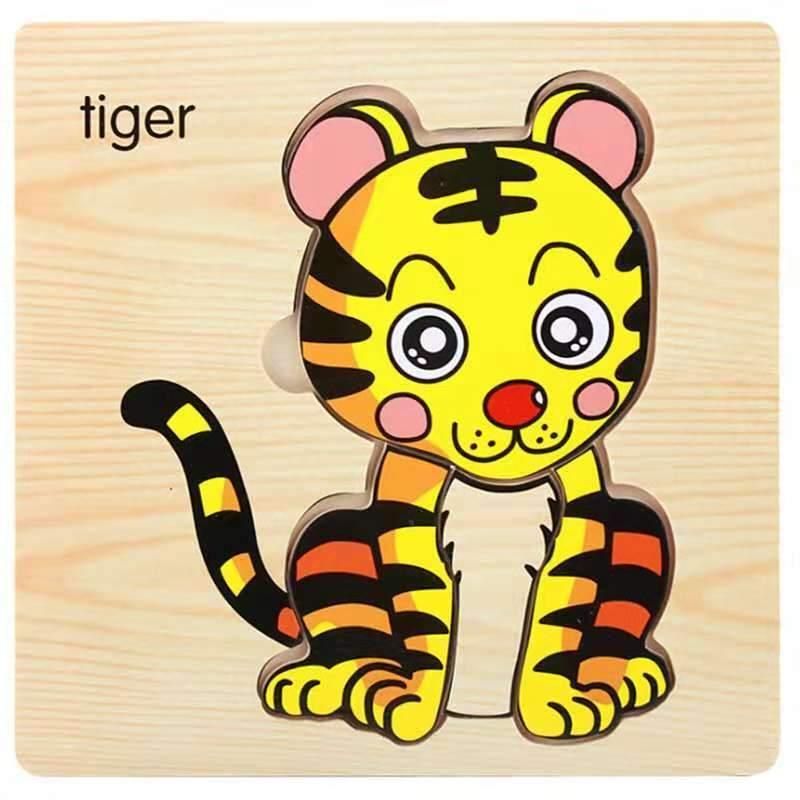 3D Wooden Children Interesting Puzzle Toys With Animals and Cars Exellent Puzzles Intelligence Kids Early Educational Toys For Children - BIG FRENCHIES