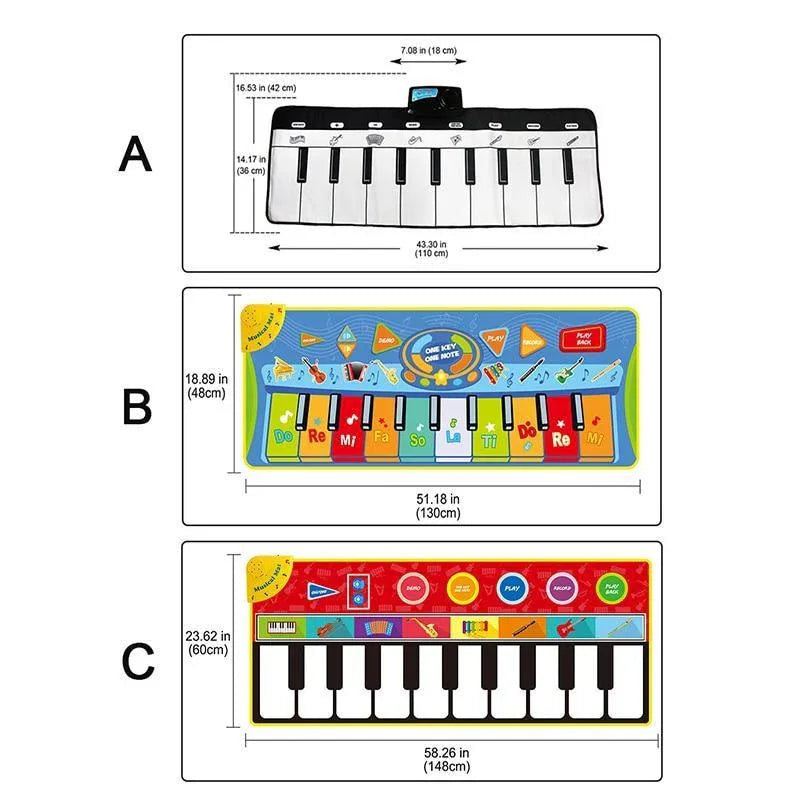 Big Size Music Piano Carpets and Multiple Musical Instruments Sounds Play Mat Educational Toys For Kids - BIG FRENCHIES