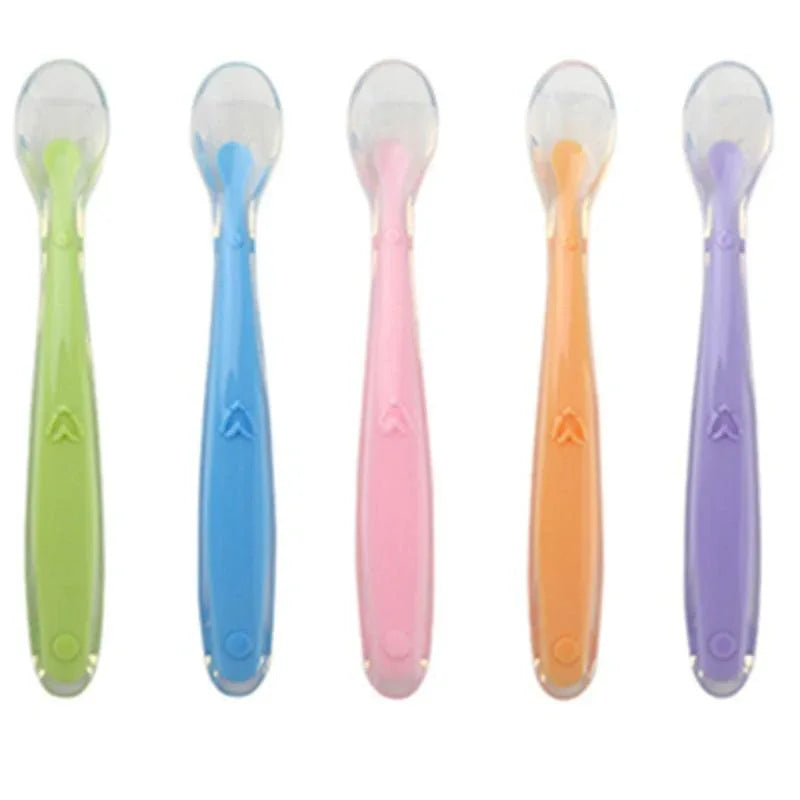Silicone Baby Soft Soup Spoon Healthy Infant Sucker Candy Color Kitchen Cooking Spoon Rice Spoon Children Dishes Tableware for Kids - BIG FRENCHIES