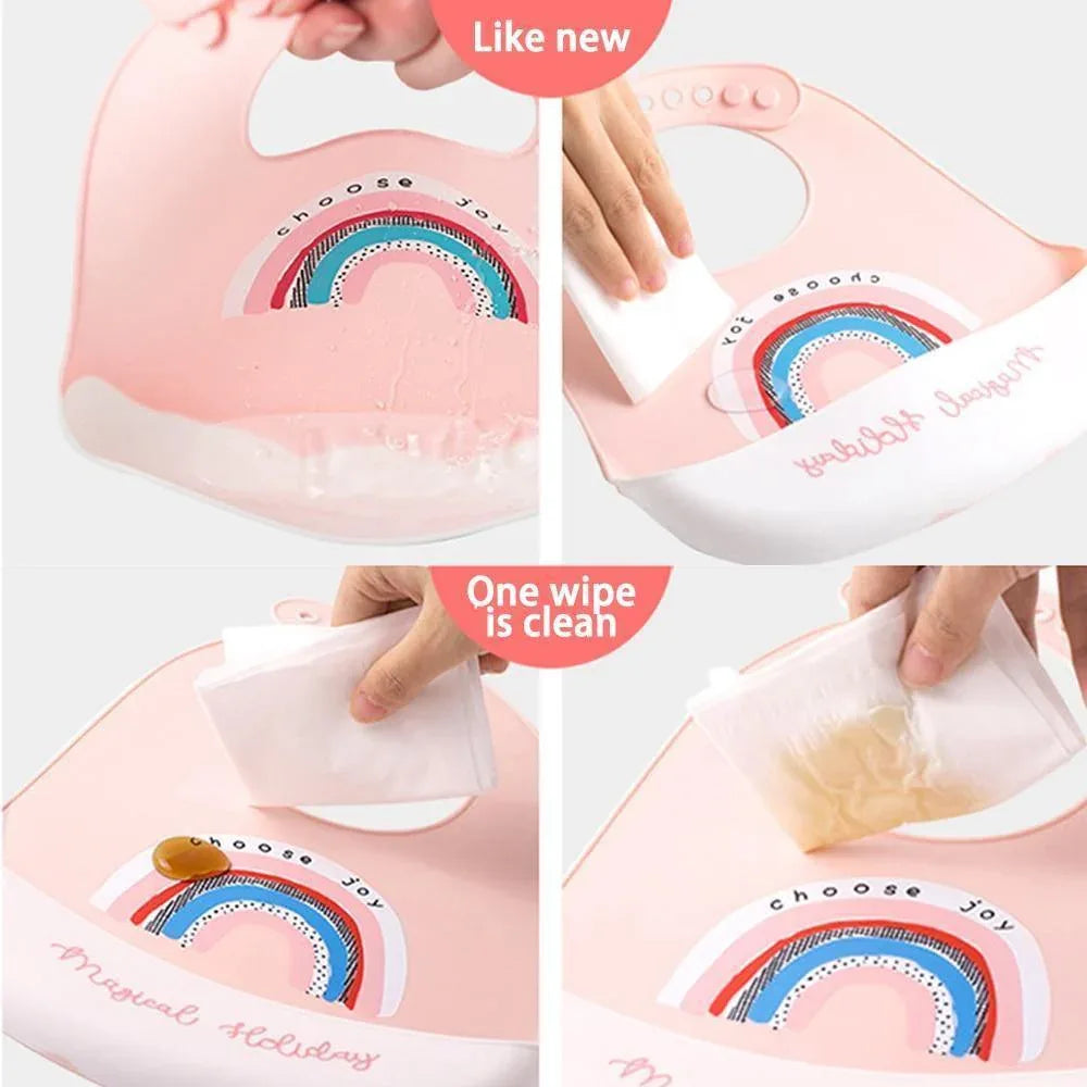 Bib Waterproof Silicone Feeding Saliva Towel Newborn Adjustable Bur Cloth Turban Disposable Cartoon with Elegant Deisgn For Baby and Kids - BIG FRENCHIES