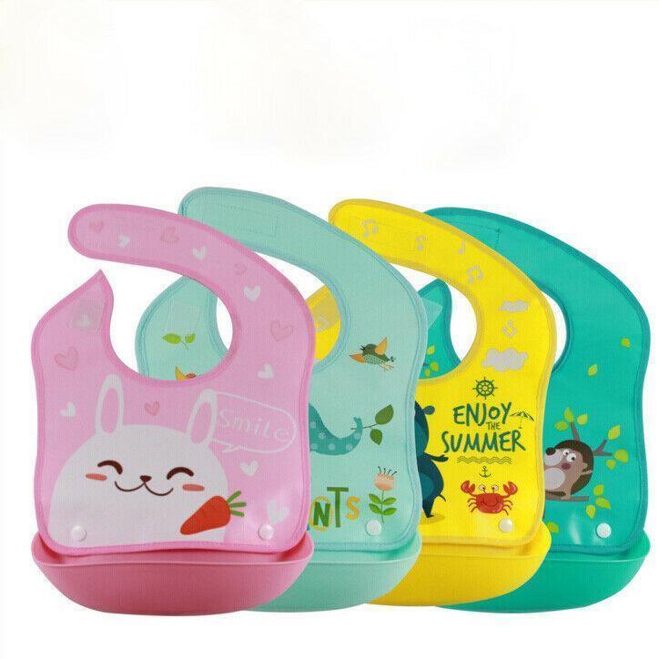 Waterproof Silicone Bib Feeding Food Catcher Baby Newborn Cartoon Aprons Adjustable Baby Bibs For Kids - BIG FRENCHIES